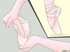 the feet and ankles of a ballerina are shown in this drawing, which shows how to