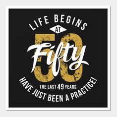 the 50th anniversary logo for life begins at fifty, and it is written in white on a black background