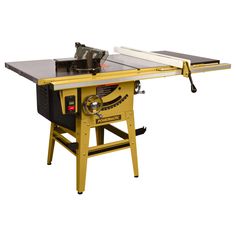 a table saw is sitting on top of a workbench with a tool attached to it