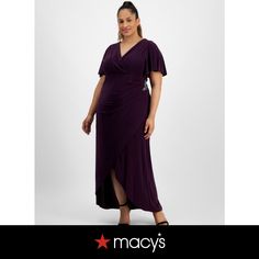 in stock High Low Gown, Flutter Sleeve, Eggplant, Plus Size Dresses, High & Low, High Low, Plus Size Outfits, Pick Up, In Store