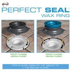 the next perfect seal wax ring is shown in three different colors and sizes, with instructions for