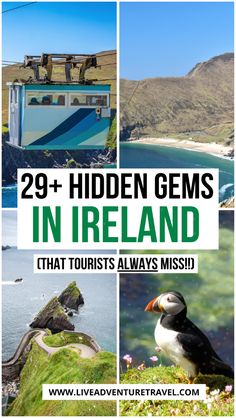 some pictures with the words, 29 hidden gems in ireland that tourists always misd