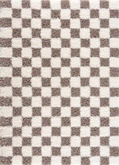 a checkerboard pattern rug is shown in grey and white