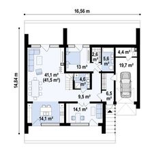 the floor plan for a two bedroom apartment with an attached bathroom and living room area