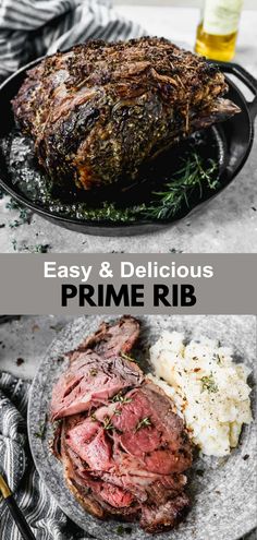 A juicy Prime Rib roast with mashed potatoes, perfect for Christmas dinner and holiday hosting. Garlic Butter Prime Rib Recipe, Boneless Prime Rib Recipe, Cooking Prime Rib Roast, Boneless Prime Rib Roast, Christmas Beef, Leftover Prime Rib, Prime Rib Roast Recipe, Ribeye Roast, Cooking Prime Rib