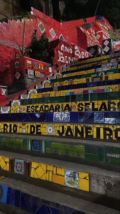 colorful painted steps in front of a building