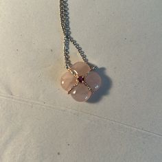 Brand New - Never Been Worn Adjustable Chain Is A Sterling/Platinum Alloy 4 Petal Flower Rose Quartz Rose Gold Criss Cross With A Deep Pink Quartz Crystal In The Center I’m Tempted To Keep This One.Just Sayin 4 Petal Flower, Pink Quartz Crystal, Pink Rose Quartz, Petal Flower, Rose Quartz Necklace, Flower Rose, Deep Pink, Quartz Rose, Pink Quartz