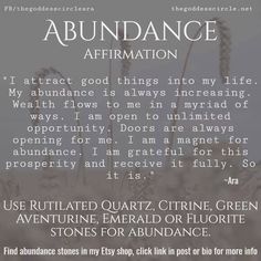 the poem for abundance affirmation with an image of wheat in the foreground