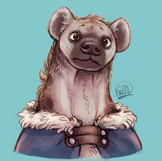 a drawing of a baby koala sitting on top of a blue pillow with his arms crossed