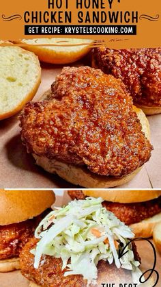 chicken sandwich with lettuce and coleslaw on it, the best way to cook