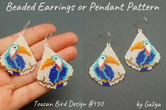 beaded earrings or pendant pattern - toucan bird design