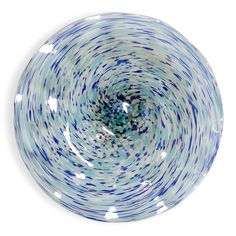 a blue and white bowl on a white background