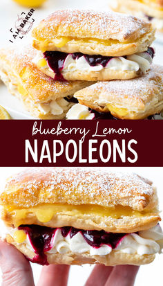 blueberry lemon nappolens are stacked on top of each other