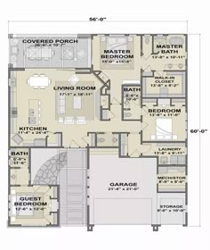 the floor plan for a house with two master suites