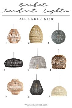 the all under $ 150 chandelier is shown in different colors and sizes