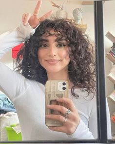 Create Pin for ad Curly Hair Bangs Small Forehead, Curly Bangs Wavy Hair, Curly Hair Bangs Aesthetic, Curly Bangs Small Forehead, Eyelash Bangs Curly Hair, Short Curly Hair With Side Bangs, Curly Bangs On Round Face, Curly Hair Curtain Bangs Hairstyles, Bangs For Natural Curly Hair