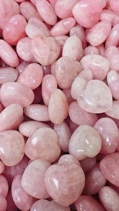 pink and white rocks are piled together