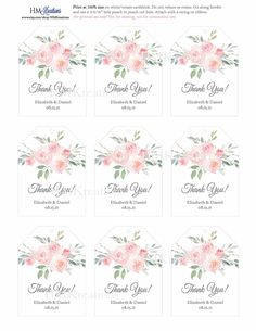 wedding thank cards with pink flowers and greenery on the front, set of 10