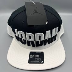 Air Jordan Hat Men White Black Panda Jumpman Pro Snap Back Cap New Black Visor Fitted Hat, Black Breathable Flat Brim Hat, Black Flat Brim Hat Breathable, Modern Black Outdoor Hat, Black Sports Flat Cap, Black Flat Cap For Sports, Modern Black Hat With Flat Brim, Modern Black Streetwear Hat, Modern Black Snapback Hat