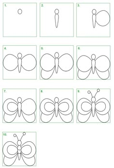 how to draw a butterfly step by step with pictures and instructions for children's drawings