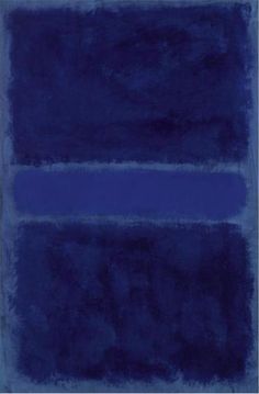 an abstract blue painting with horizontal lines