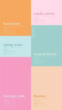 four different color palettes with the same font and numbers