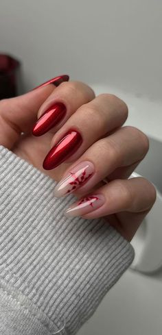 Red Chrome Nails, Festive Nail Designs, Sheer Nails, Unghie Sfumate, Her Nails, Thanksgiving Nails, Festival Nails, Xmas Nails, Short Acrylic Nails