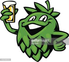 a cartoon character holding up a glass of beer