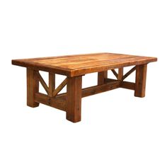 a wooden table sitting on top of a white background