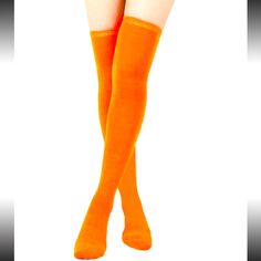 Women's Orange Over-The-Knee Casual Socks Size 36-39 Nwt Thigh Socks, Orange Socks, 2024 Halloween, Neon Outfits, Mouth Guard, Casual Socks, Bright Orange, Thigh Highs, Over The Knee