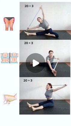 the woman is doing yoga exercises on her stomach and knees, while sitting in an upward position