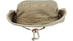 a brown hat is tied up to the side