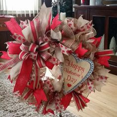 a valentine's day wreath is on the floor