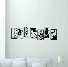 the avengers wall decals are shown in black and white