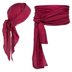 a red scarf tied to the side of a headband on top of a white background