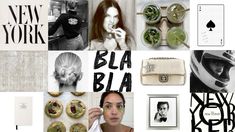 a collage of black and white photos with text overlaying the image, including an advertisement for new york's bla bla bla bla