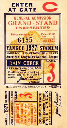 an old concert ticket for the grand - stand at yankee stadium in new york city