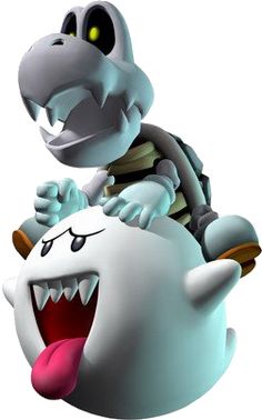 a cartoon character riding on top of a giant white object with its mouth open and tongue out