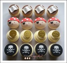 cupcakes decorated with pirate themed frosting