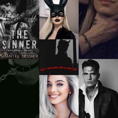 a collage of photos with the same person and their name on them, including an image of a woman wearing a bunny mask