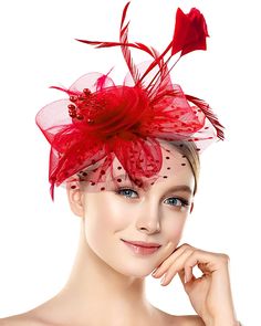 PRICES MAY VARY. 🌻[1920's Retro Glamour and Gorgeous Fascinator]:Fascinator Hat consists of a felt circle with a dotted tulle frill, topped with about 6 mesh petals, and in the center, a spiral rose made of mesh, the center of the rose Stick beaded tassel, and light cocktail feathers stick here and there. Make you look elegant and full of glamour! 🌷[One Size Fits Most]:Fascinator Hat comes with a headband and clip attachment, and the headband isn't as tight as many headbands that squeeze the h Flapper Hat Headpiece For Party, Flapper Party Hat Headpiece, Adjustable Wedding Headband Costume Accessory, Elegant Hats For Costume Party And Carnival, Elegant Hats For Carnival Costume Party, Fitted Flapper Costume Hats And Headpieces For Party, Flapper Costume Hats For Kentucky Derby Party, Kentucky Derby Flapper Costume Hats And Headpieces For Party, Vintage Hat For Party Costume Accessories