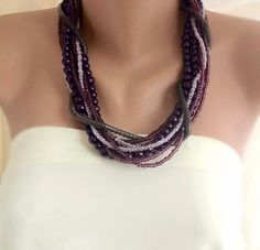 Fall  Weddings Eggplant Chunky Bold Glass  Pearl Necklace  brides,  bridesmaids gifts $99.00 Bride Pearl Necklace, Fall Weddings, Rhinestone Choker, Bridal Pearls, Girls Dream, Bridesmaids Gifts, Eggplant, Fall Wedding