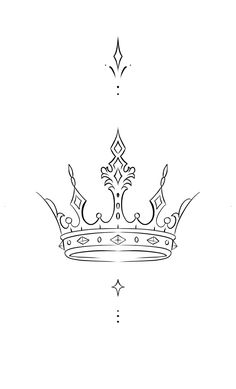 a black and white drawing of a crown