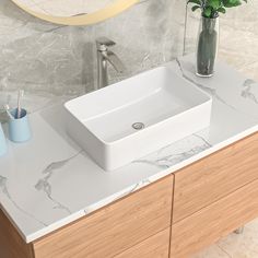 This is a 5-1/2" height bathroom sink with white smooth glaze, modern porcelain art style, elegant simplicity, full of charm. It is easy to install and can be instantly updated to any bathroom or other room. Lordear Porcelain Fireclay Vanity Sink White Ceramic Vessel Rectangular Modern Bathroom Sink (21-in x 13.5-in) | LD-GMPF2114 White Bathroom Sink, Console Bathroom Sink, Rectangular Vessel Sink, Sinks Kitchen, Modern White Bathroom, Small Bathroom Sinks, Stainless Sink, Modern Bathroom Sink, Console Sink