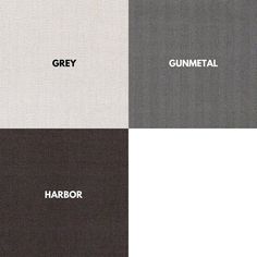 the colors of grey, gunmet, and harbor are shown in three different shades