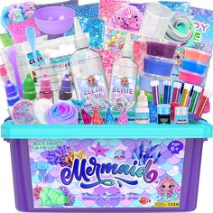 the mermaid's box is filled with lots of toys and crafts to make it fun