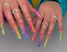 Unique Acrylic Nails, Fake Nail, Rainbow Nails, Nail Nail, Pink Acrylic Nails