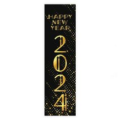 a black and gold happy new year banner