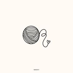 a ball of yarn and a heart on a white background