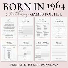 the printable birthday games for her is shown